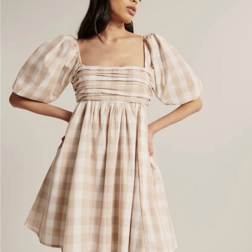 Abercrombie & Fitch Emerson Poplin Puff Sleeve Mini Dress